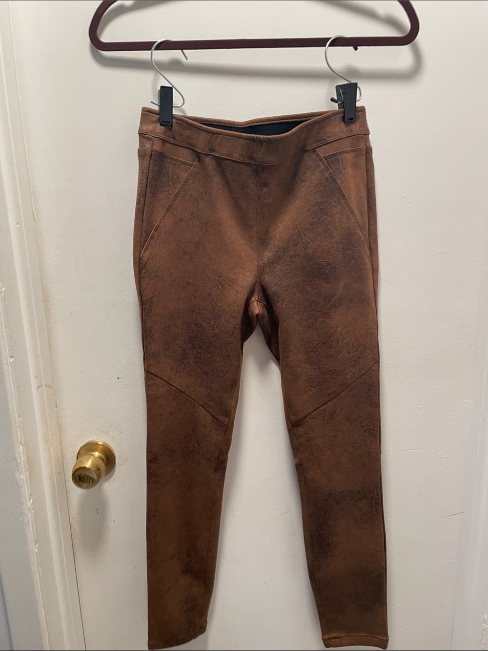 Free People Suede-Look Brown Leggings